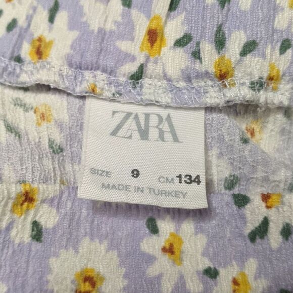 Zara Kids Size 9 Floral Purple and Daisy Flare Skirt Faux Tie Belt Easter Spring - Picture 5 of 6